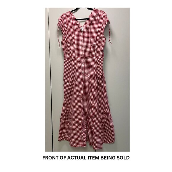 Ines de la Fressange for Uniqlo Red Gingham Dress in Size L - Picture 2 of 6